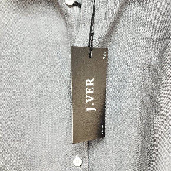 J ver Mens Classic Oxford Regular Fit Button-Up Shirt Size 3XL Gray Long Sleeve - Picture 3 of 7